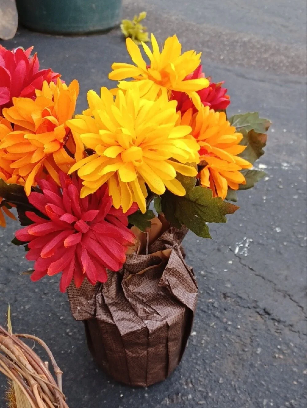 Autumn Sunflower and Daisy Artificial Floral Arrangement - Yellow & Orange